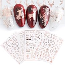 Kalolary Weihnachts-Nagelsticker 8 Blatt – 3D Motive Wie Weihnachtsmann, Rentier & Schneeflocken