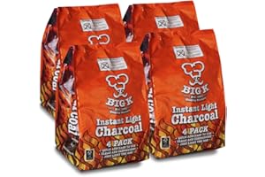 THE CHEMICAL HUT Big K Instant Light The Bag BBQ Charcoal for Stoves BBQs Burner - Comes Anti-Bacterial Pen 16KG (X16, 1KG bags)