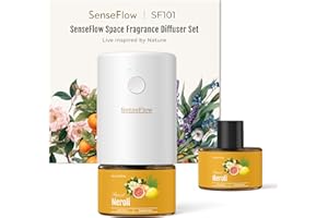 ‎SENSEFLOW SenseFlow Aroma Diffuser für Ätherische Öle SF101, Wasserloser Ultraschall Duftstecker Raumduft, 100% pflanzlich Lufterfrischer, 120-Tage Aroma für Zuhause, Hotel - bis zu 100 m² - Neroli