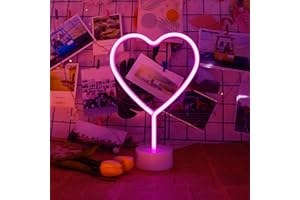 LIKEGOR Heart Neon Lights LED Neon Lights for Bedroom Wall Decor USB/Battery Powered Love Heart Neon Light Neon Pink Sign Desk Table Lamp Birthday Gifts Decorations for Kids Wedding Decor