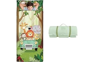 DECALSWEET Grandi Dimensioni Sacco a Pelo Bambino con Rimovibile Cuscino 170×75cm, Pieghevole Nap Mat Caldo per Bambini Ragazze Ragazzi, Nap Mats con Doppia Cerniera per Campeggio, Scuola Materna e Asilo