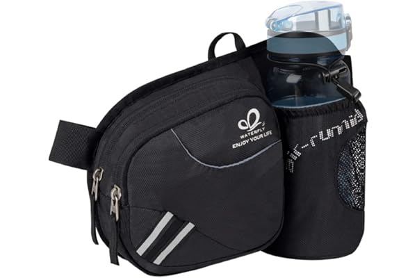 Waterfly Sac Banane Homme et Femme Sacoche Banane de Sport Ceinture de Course avec Porte Bouteille
