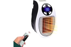 Avenhaz AHZ500, Plug In Powerful 500W Mini Heater with LED Display and Digital Thermostat, Overheat Protection, 2 Fan Speed Settings, Adjustable Timer and Indicator Light