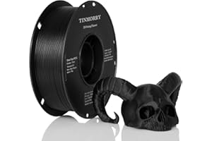 ‎TINMORRY TINMORRY Glasfaserverstärktes PETG Filament 1.75mm, Hohe Schlagzähigkeit PETG GF 3D Druck Filament, Haltbarkeit & Steifigkeit, Passend für die meisten FDM 3D Drucker, 1 KG 1 Spule, Frosted Schwarz