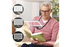 NZQXJXZ 5X Hands Free Lupe mit Licht hängenden Hals, Flexible Schwanenhals Full Page Vergrößerungsglas, 8 "x 5" große Seite Lupe für das Lesen von kleinen Drucke & Low Vision Senioren mit alternden Augen