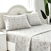4-Piece Bedding Set for 150 x 190 cm Bed, 100% Polyester, Flowers | Fitted sheet 150 x 190 cm, top sheet 230 x 260 cm and two