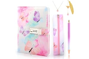 Youerls Birthday Gifts for Girls 7 8 9 10 11 12 13 14 Year Old, Secret Diary for Girl, Christmas Birthday Presents Grils Age 8-14, Notebook Diary with Lock Pen Pencil Case Stationary Journal Bookmark