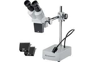 Bresser Biorit ICD-CS - Microscopio estéreo (5 x -20x, 3 Lentes Intercambiables, LED y Distancia de Trabajo de 230 mm)