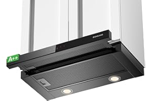 GASLAND BR60BS A++ Cooker Hood 60 cm Wide Convection Glass Front with Sensor Touch Installation Flat Screen Hood 566 m³/h with CF176 Activated Carbon Filter, Integrated Flat Quiet Extractor Hood Black