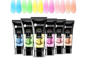 ‎UR SUGAR UR SUGAR Poly Nagel Gel Set Neon Jelly, 6 Farben Poly Nail Gel Grün Blau Rosa Nagel Extension Gels, Nagelverlängerungsgel Frühling Set für Anfänger BuilderGel für Nägel Nagelset