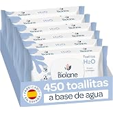 Biolane - Lingettes d'eau H2O pour b&eacute;b&eacute;, 450 lingettes (6 packs of 75 units), 99% d'ingr&eacute;dients naturels, fibres 100% v&eacute;g&eacute;tal