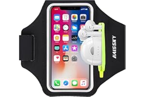 HAISSKY Sportarmband Mit Kopfhörer Tasche Sportarmband Handytasche Sport für iPhone 16 Pro Max/15 Pro/14/13 Pro/12 Plus, Huawei P70 Pro/P60 Pro/Mate 60 Xiaomi, Galaxy Handyhülle Running Armband