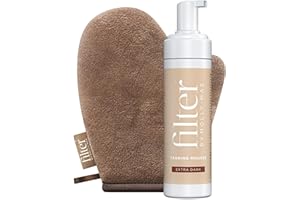 Filter By Molly-Mae Sunkissed Bundle | Extra Dark Self-Tan Mousse | Fast Drying Streak Free Fake Tan | Bronzed Glow | Large Double Sided Velvet Soft Tanning Mitt | Perfect for Face & Body Application