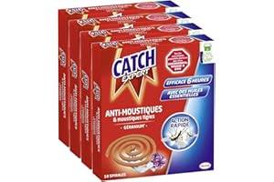 CATCH Spirale extérieure anti-moustiques parfum géranium - Lot de 3 x 10 spirales