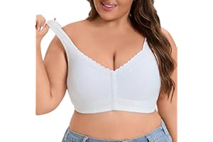 HLYLDL Frauen BHS mit Knopfverschluss Bequeme Spitze Wireless Nahtloser Komfort nach chirurgischer Mastektomie BH in Übergröße