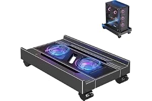 PC-stativ för med kylfläkt: Gaming PC Tower ställbart datorstativ med hjul med kylning och Fe