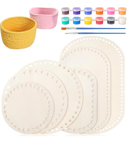 Kit 6 Pezzi Per Uncinetto - Basi In Legno Per Cestini (rotonda, Ovale, Cuore) Con Uncinetti, Per Decorazione Casa E Progetti Fai Da Te - 8