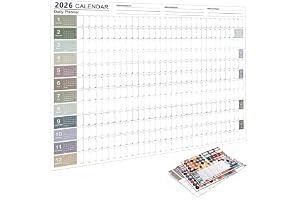 2026 Wall Calendar Planner, Poster Calendar Planner | 365-Day Schedule, Wall-Mounted Year-Round Planner Calendar with Grid Day Boundaries for Home, Office, School Projects