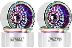 INJORA 1.9 Beadlock Cerchio Ruota Alluminio Ruota Offset -10mm per 1/10 RC Crawler SCX10 PRO TRX4 VS4-10 Gen8 (Arcobaleno Tutti)