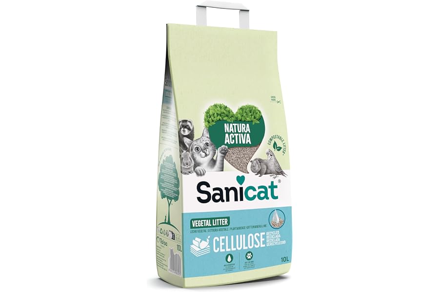 Sanicat - Lecho absorbente multipet Natura Activa de Cellulosa reciclada. Absorción superior y control de olores, es de orige