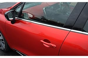 ALVM PARTS & ACCESSORIES ALVM Porte latérale Trim de Rebord de fenêtre Lot de Couvertures pour Renault Clio IV (2012 +) en Acier Inoxydable Chrome, Installation Facile avec Ruban Adhésif de Qualité Automobile Pré-installé
