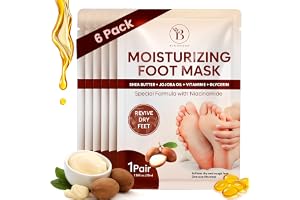 Fuktgivande fotmask - Jojoba Shea Vitamin E - 6 par | Ritual spa hemma på 30 minuter, återställer mjukhet och flexibilitet, i