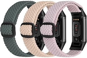 Ecogbd Bracelet de Remplacement élastique en Nylon compatible avec Fitbit Charge 6/Fitbit Charge 5, Bracelet de Sport Respirant Réglable pour Homme Femme