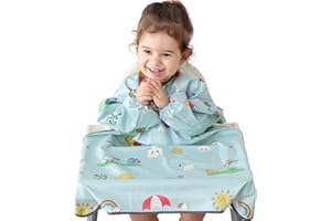 PewinGo Bavoir Bebe & Bavoir de Sevrage Avec Bavoir Manches, se Fixe à Votre Chaise Haute, Bavoirs pour Bébé avec Manches Imperméables, Confortables et Doux pour BLW Mess-6 mois à 3 ans