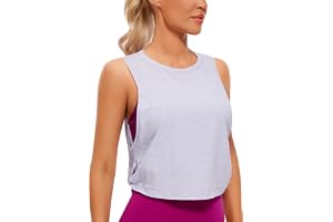 CRZ YOGA Pima Cotton Sänkt ärmhålslinne | Träning, Naturligt mjuk, Lös passform, Kort, Rund halsringning, Knutna sidor, Ärmlö