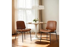 chairus Set med 2 köksstolar i PU-läder matstol med metallben, armlös vadderad stol moderna stolar för vardagsrum/restaurang