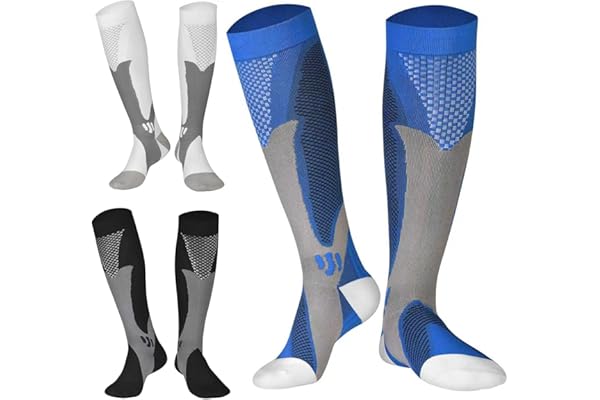 Gcbiger Chaussettes de compression (3 paires) pour homme Circulation 20-30 mmhg Bas de compression médicale