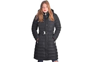 Spindle Womens Long Fur Trimmed Hooded Padded Puffer Parka Ladies Winter Jacket Coat