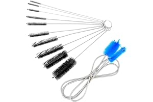 Powmag 11 Piezas Cepillo Flexible Botellas, Cepillo Nylon Cleaning Brush, Incluye Cepillo de Limpieza para Acuarios de 1,55 m, 10 Cepillos Pequeños de Nailon de Diferentes Tamaños