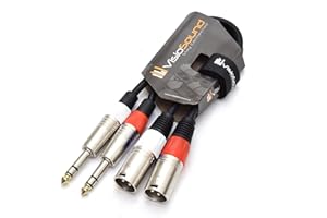 VisioSound 2 x Male XLR to 2 x 6.35mm 1/4" Stereo TRS Jack Balanced Twin Lead/Patch Cable 0.5m