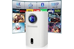 FECLYDET Mini Proyector Portátil - Video Proyector 200 ANSI, Resolución Nativa 1080P Soporte 4K, Android 11.0, WiFi6 Bluetooth 5.4, Corrección Trapezoidal Automática, Giro de Imagen 360°, Cine en Casa