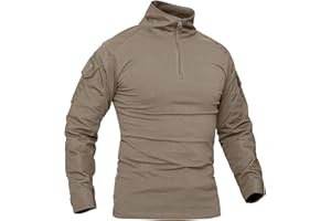 KEFITEVD Herren Tactical Combat Shirt Flecktarn Slim Fit Langarm Camouflage Paintball Airsoft Army Hemd Bundeswehr T-Shirt Militär Uniform