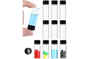 COTOM 4ml Clear Glass Vials with Screw Caps and Plastic Stoppers Clear Sampling Glass Bottles（10pcs）