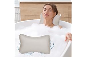 Alaoo Almohada de Baño, 2PCS Juego de Almohada de Baño de Lujo y Pelota de Baño, Almohada Ergonómica de Malla para Bañera de Hidromasaje, Antideslizante para Cabeza, Cuello y Espalda, A
