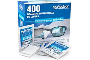 EUROCALI 400 Toallitas Limpiadoras para Gafas Anti Vaho Soffioclean - Limpieza de Lentes Gafas Ordenadores y Movil - Desechables Elimina Grasa y Huellas Dactilares
