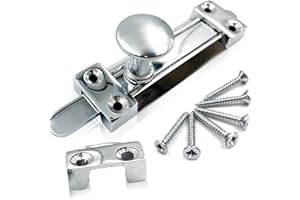 SHIRE FIXINGS 1 Pack Polished Chrome Sliding Door Lock, Heavy-Duty Steel Door Bolts for Internal Doors, Surface-Mounted Bathroom Door Lock, Internal Door Lock Slide Lock for Bedroom, Bathroom & Cupboards