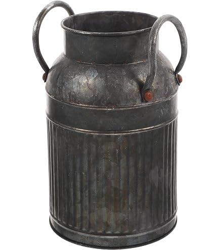 Luxshiny Vintage Metall-Vase Im Landhausstil – Schwarz, 14,5x12x9 Cm, Rustikale Deko Für Blumen