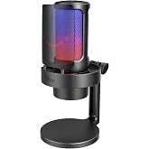 FIFINE USB Mikrofonu, AmpliGame Oyun Bilgisayarı Masa&uuml;st&uuml; Kondansat&ouml;r, RGB Mikrofon, Mac/Bilgisayar/PS4/PS5'te YouTube, Sessi