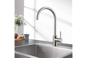 ‎CECIPA CECIPA Küchenarmatur aus SUS304 Edelstahl gebürsteter, 360° schwenkbar Hochdruck Wasserhahn Küche, Einhand Spültischbatterie, Mischbatterie