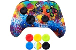 9CDeer 1 Piece of SiliconeTransfer Print Protective Cover Skin + 6 Thumb Grips for Xbox One/S/X Controller colour paint