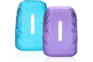KUFAERBEAM 2 Pezzi Coprizaino Impermeabile con Strisce Riflettenti, Parapioggia per Copri Zaino, Antipioggia Coprizaino Trekking Impermeabile, Copertura Zaino Antipioggia per Trekking, Viaggio, 40L-50L