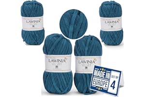 LAWINIA -Velvet Premium Soft Chenille Yarn Chunky, Velvet Yarn Crochet, Does NOT SHED, Plush Blanket Wool for Crochet, Thick Chunky Wool for Knitting, Pack of 4