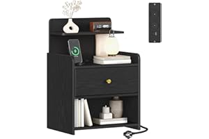 ‎HEXCELEN HEXCELEN Nachttisch, Beistelltisch mit 1 Schublade und 2 offenen Fächern, Nachtschrank, Sofatisch, Platzsparend, für Schlafzimmer, Wohnzimmer, Modern, Schwarz