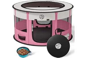 BEBANG Welpen Hundelaufställe Tierlaufstall Faltbar für Kleintiere Hunde, Hundebox Cat Crate Haustiereinschluss Zwinger Playpens mit Tragetasche Zusammenklappbare Schüssel