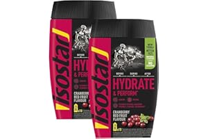Isostar Hydrate & Perform Iso Drink - 400 g de poudre isotonique pour boisson - Poudre d'électrolyte pour soutenir la performance sportive - Canneberge (2x400g)