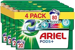 Ariel All-in-1 PODS, Lessive Liquide Tablettes/En Capsules 20 Lavages, +Unstoppables Touche de Lenor Couleur, Lavage en profondeur et plus de fraîcheur - lot de 4